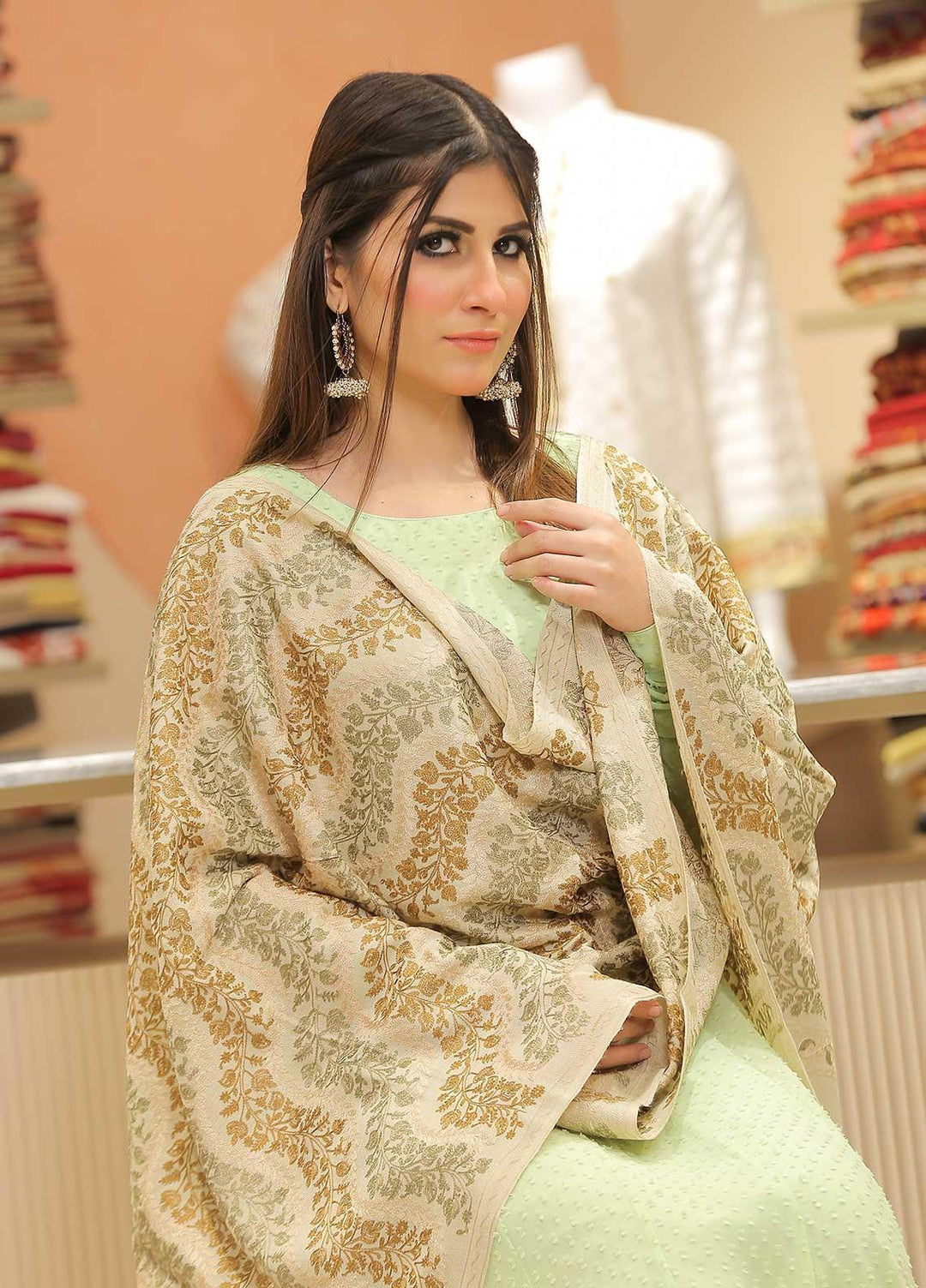 Sanaulla Exclusive Range Pashmina Shawl SU21PP AKP-23 Fawn-1 Pure Pashmina Shawls