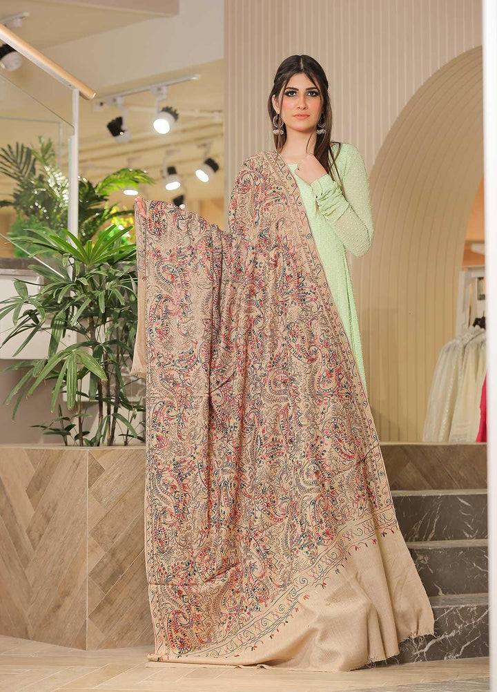 Sanaulla Exclusive Range Pashmina Shawl SU21PP AKP-27 Fawn-6 Pure Pashmina Shawls