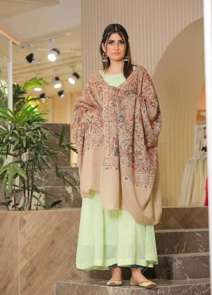 Sanaulla Exclusive Range Pashmina Shawl SU21PP AKP-27 Fawn-6 Pure Pashmina Shawls