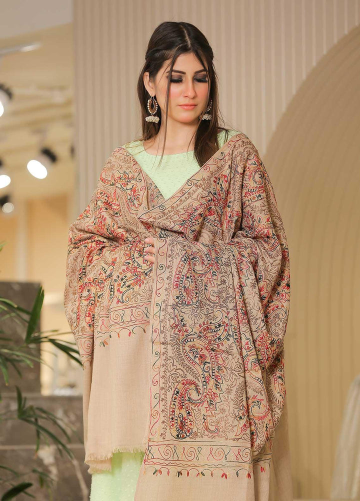 Sanaulla Exclusive Range Pashmina Shawl SU21PP AKP-27 Fawn-6 Pure Pashmina Shawls