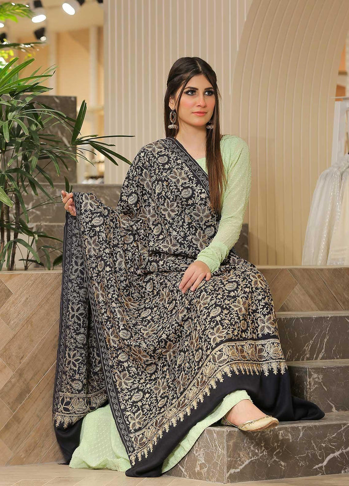 Sanaulla Exclusive Range Pashmina Shawl SU21PP AKP-33 N Blue Pure Pashmina Shawls