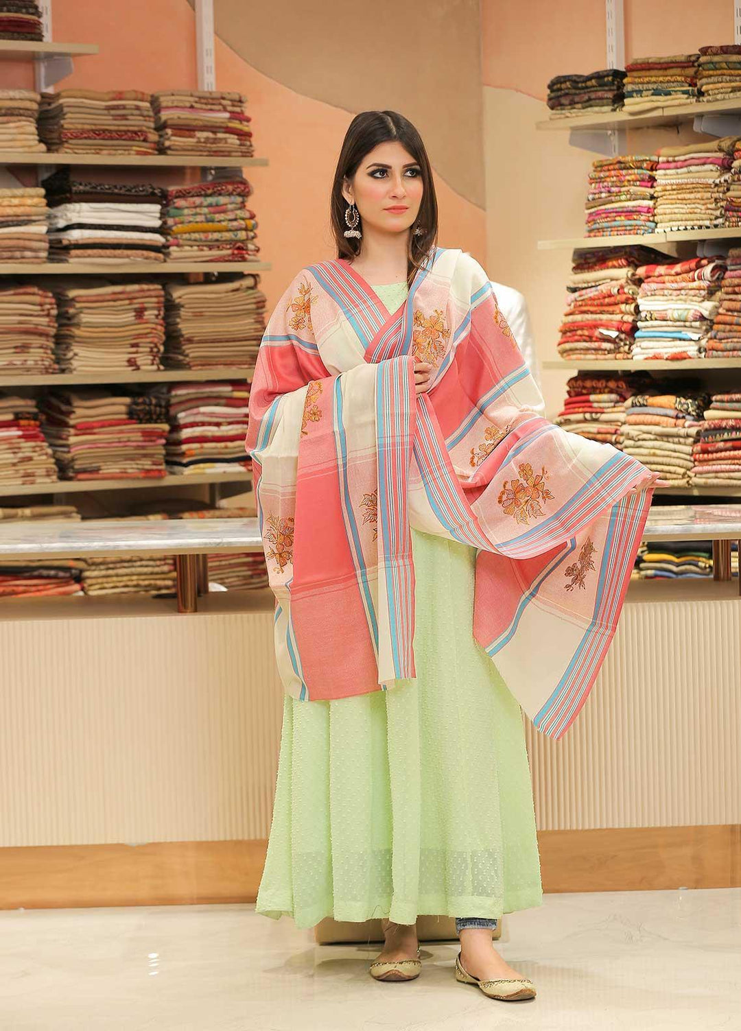 Sanaulla Exclusive Range Pashmina Shawl SU21PP Multi D-57 Pure Pashmina Shawls