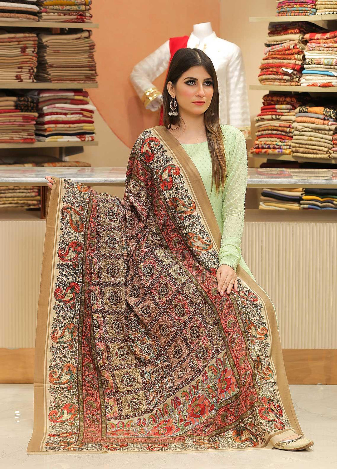 Sanaulla Exclusive Range  Pashmina  Shawl SU21PP OD-285 - Pure Pashmina Shawls