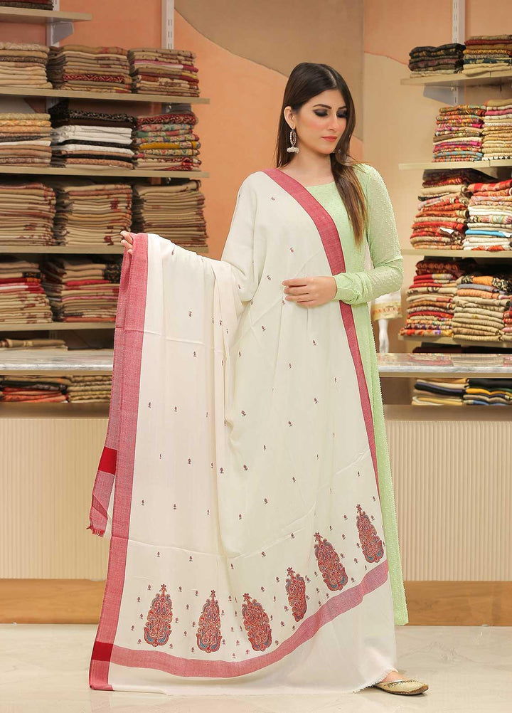 Sanaulla Exclusive Range Pashmina Shawl SU21PP MIR-11 White 4 Pure Pashmina Shawls
