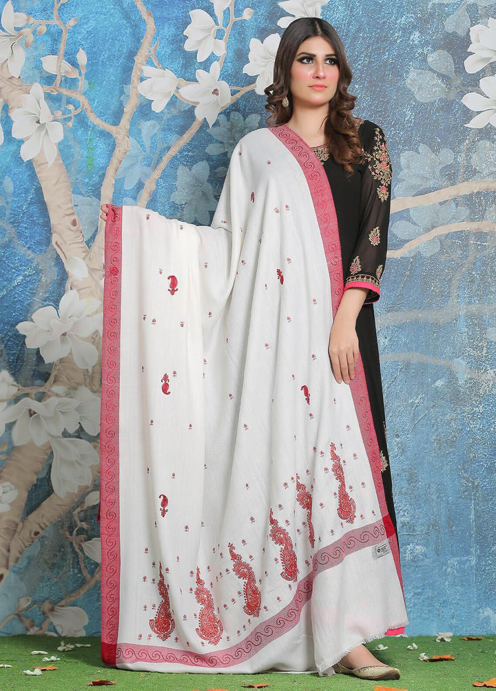 Sanaulla Exclusive Range Pashmina Shawl SU21PP MIR-11 White 6 Pure Pashmina Shawls