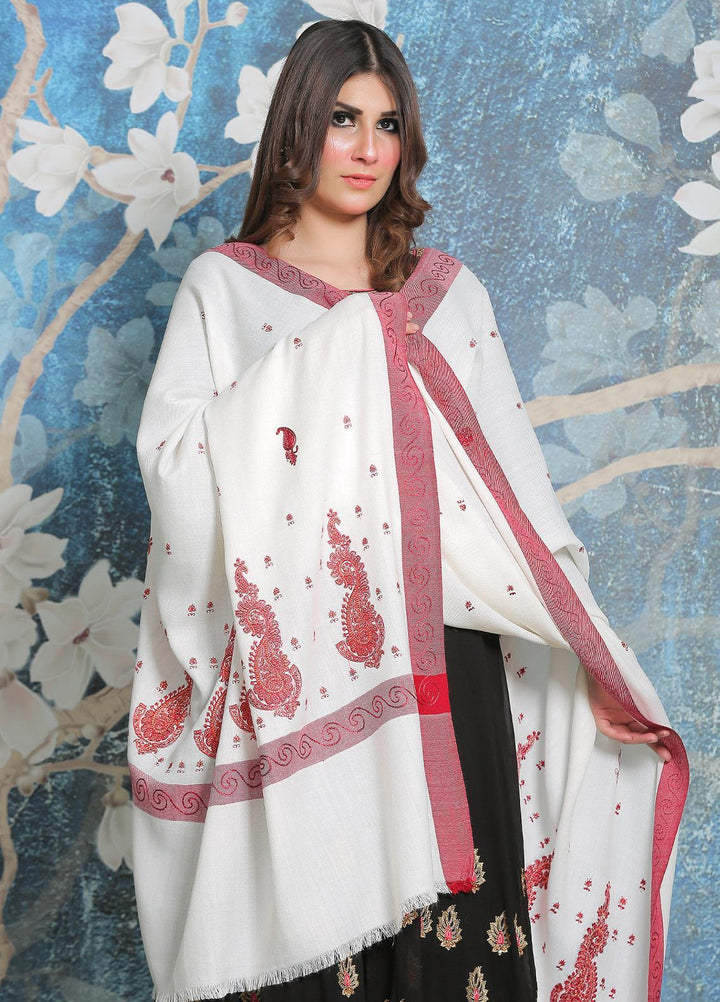 Sanaulla Exclusive Range Pashmina Shawl SU21PP MIR-11 White 6 Pure Pashmina Shawls