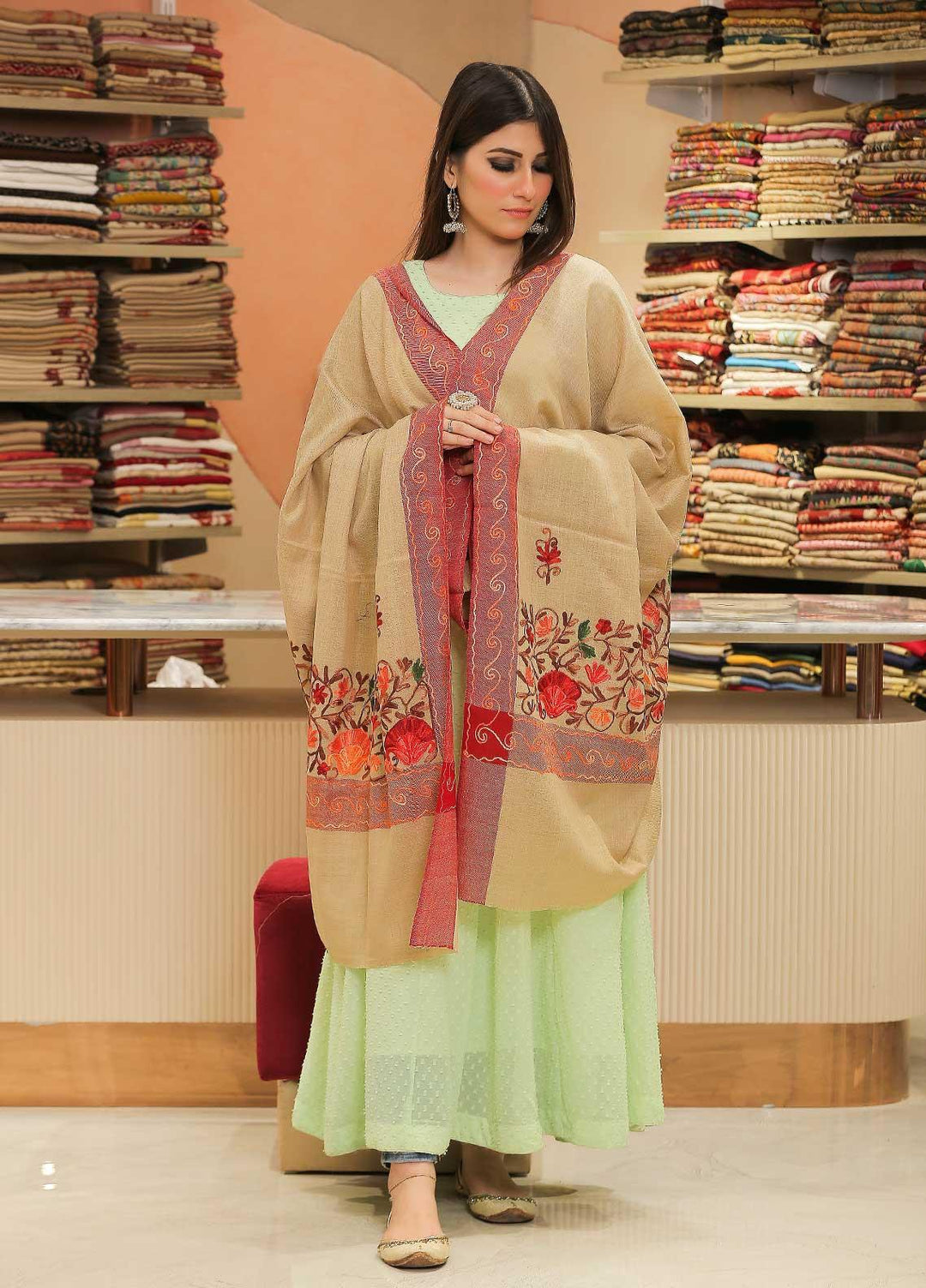 Sanaulla Exclusive Range Pashmina Shawl SU21PP MIR-18 Brown 6 Pure Pashmina Shawls