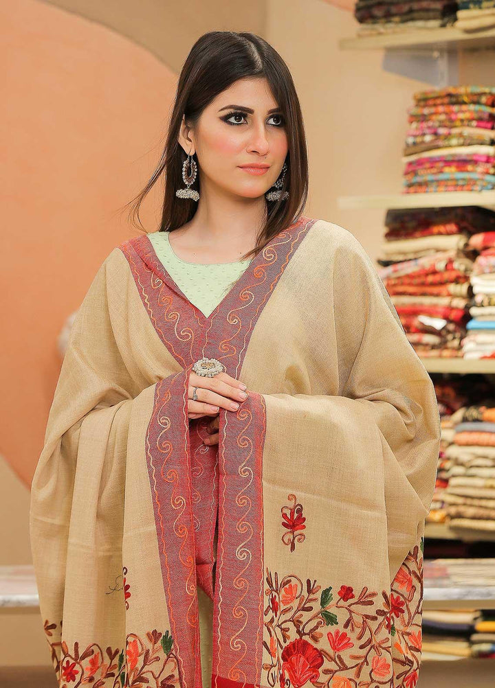 Sanaulla Exclusive Range Pashmina Shawl SU21PP MIR-18 Brown 6 Pure Pashmina Shawls