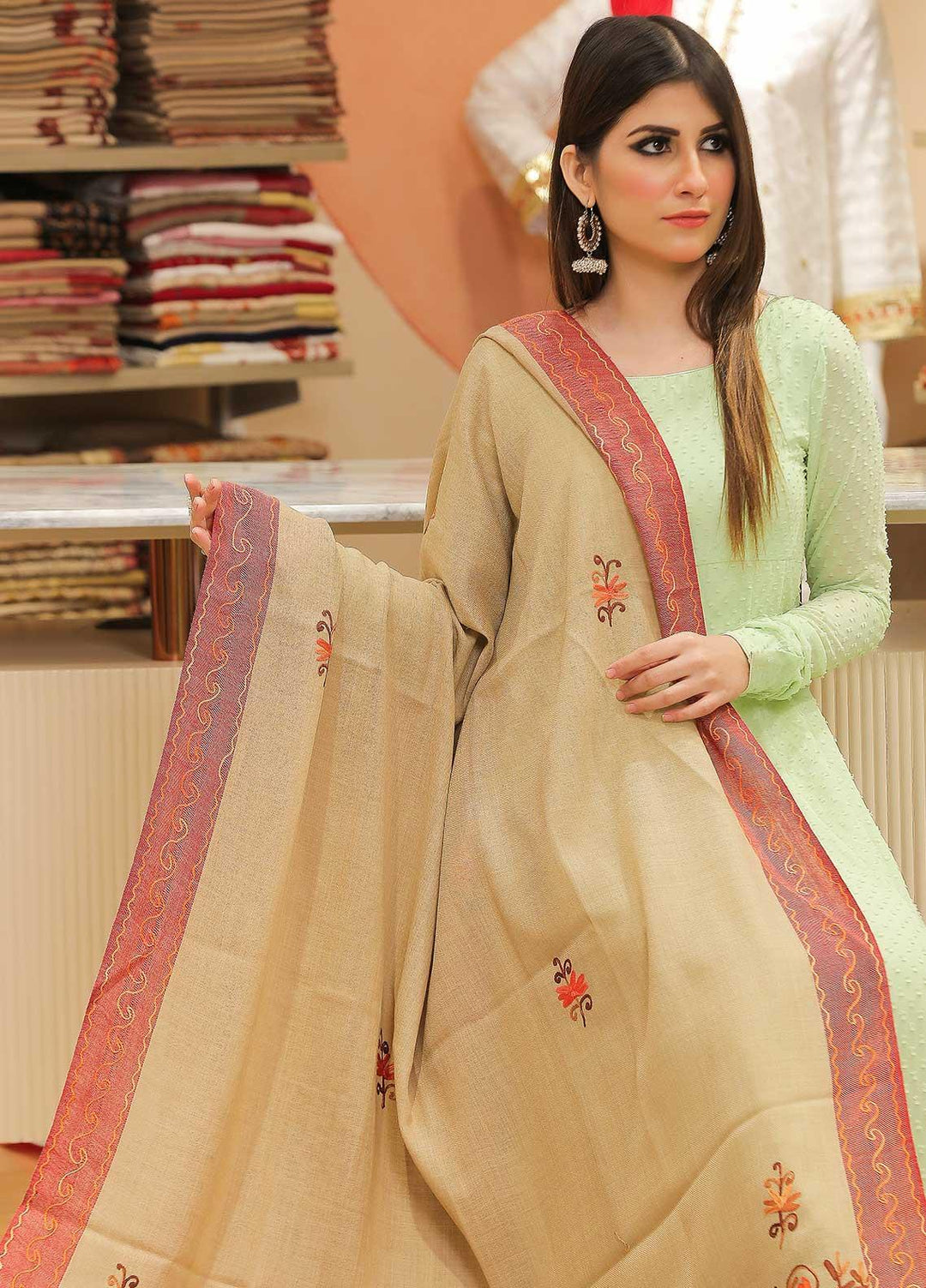 Sanaulla Exclusive Range Pashmina Shawl SU21PP MIR-18 Brown 7 Pure Pashmina Shawls