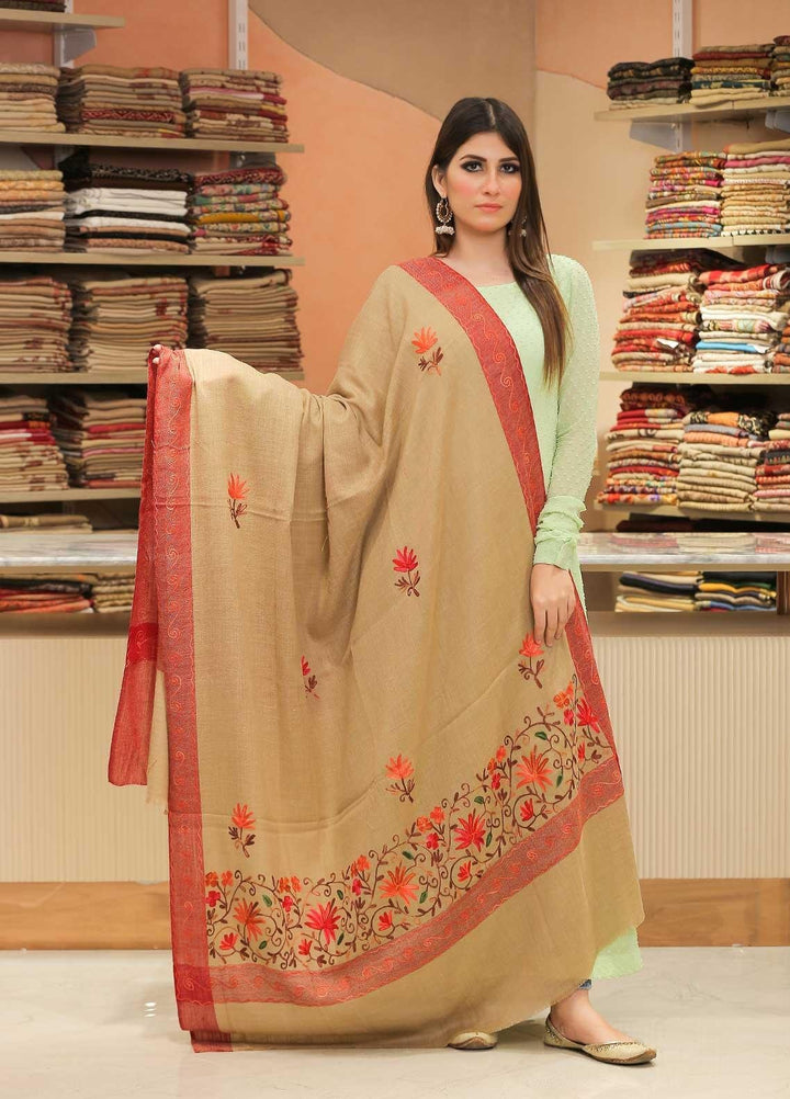 Sanaulla Exclusive Range Pashmina Shawl SU21PP MIR-18 Brown 13 Pure Pashmina Shawls