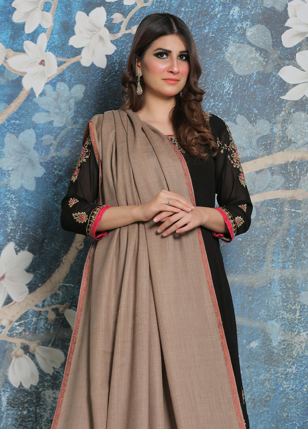 Sanaulla Exclusive Range Pashmina Shawl SU21PP MIR-38 Brown 2 Pure Pashmina Shawls