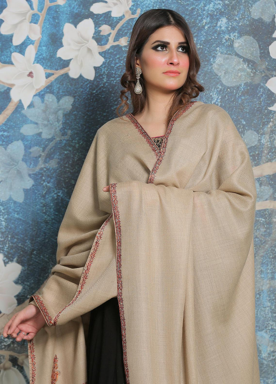 Sanaulla Exclusive Range Pashmina Shawl SU21PP MIR-38 Fawn 4 Pure Pashmina Shawls
