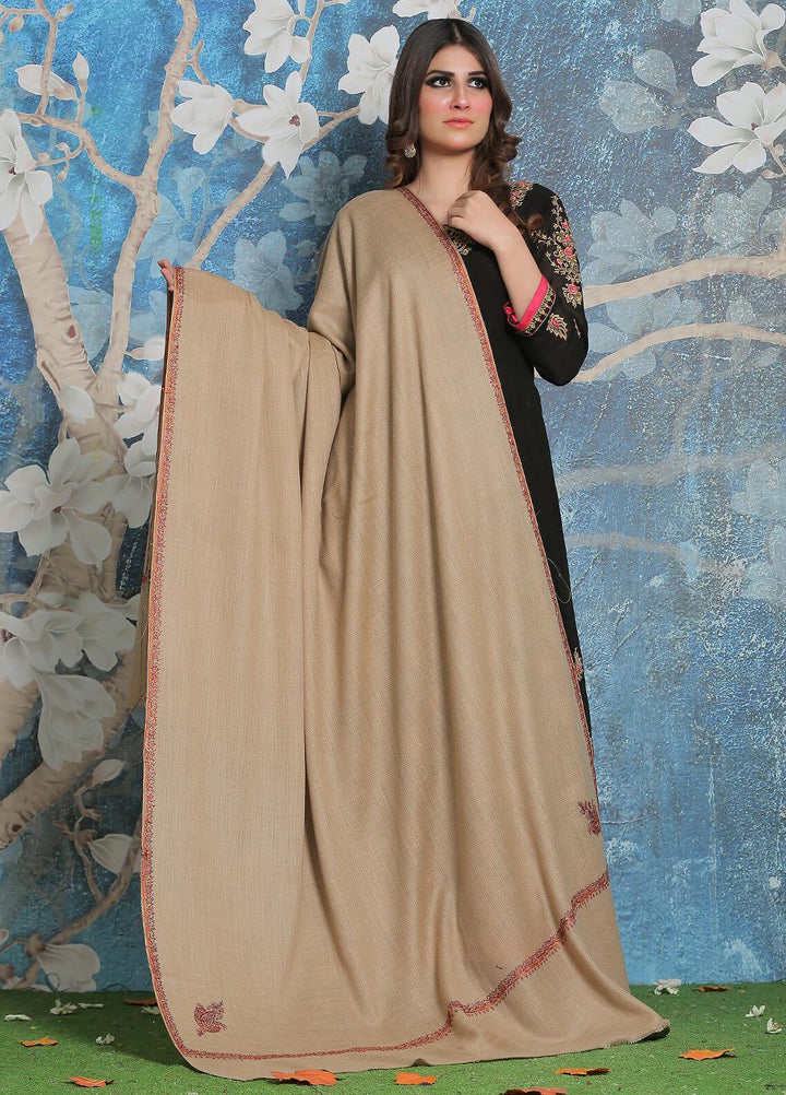 Sanaulla Exclusive Range Pashmina Shawl SU21PP MIR-38 Fawn 5 Pure Pashmina Shawls