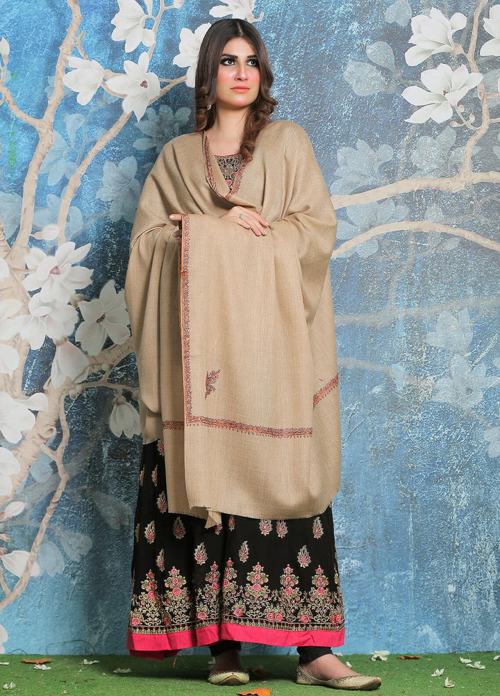 Sanaulla Exclusive Range Pashmina Shawl SU21PP MIR-38 Fawn 5 Pure Pashmina Shawls