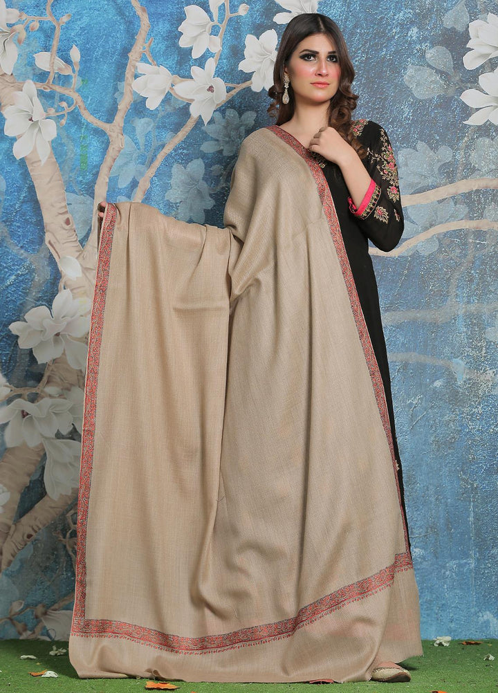 Sanaulla Exclusive Range Pashmina Shawl SU21PP MIR-39 Fawn 3 Pure Pashmina Shawls