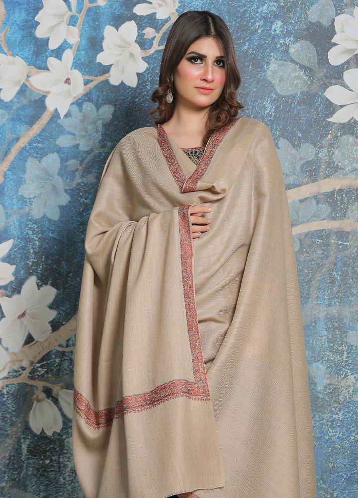 Sanaulla Exclusive Range Pashmina Shawl SU21PP MIR-39 Fawn 3 Pure Pashmina Shawls