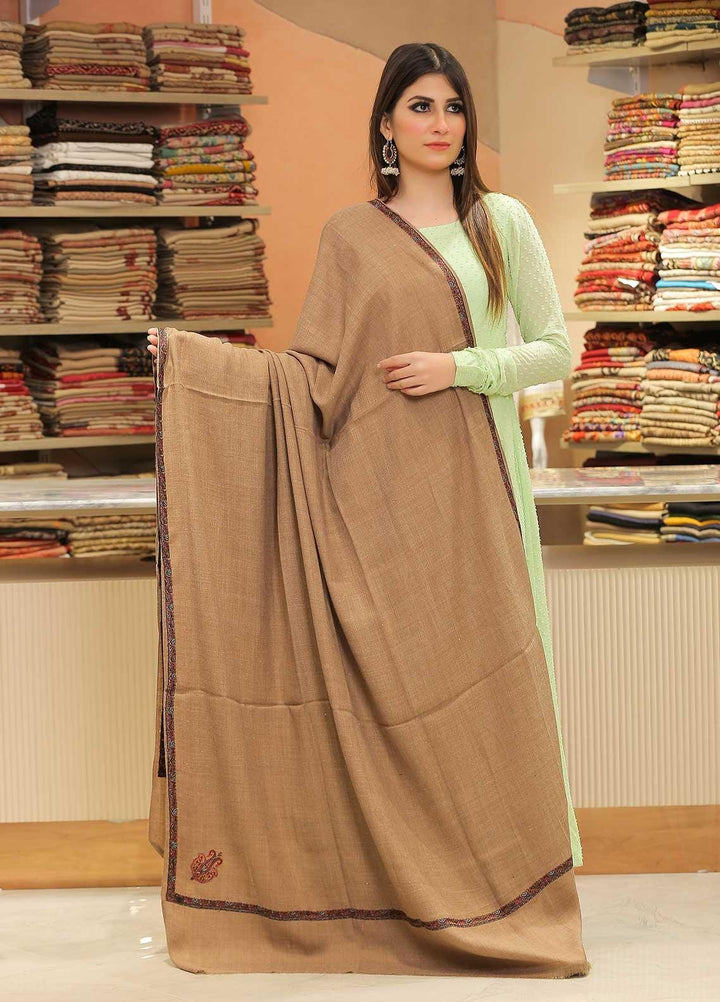 Sanaulla Exclusive Range Pashmina Shawl SU21PP AKP-09 Fawn-2 Pure Pashmina Shawls