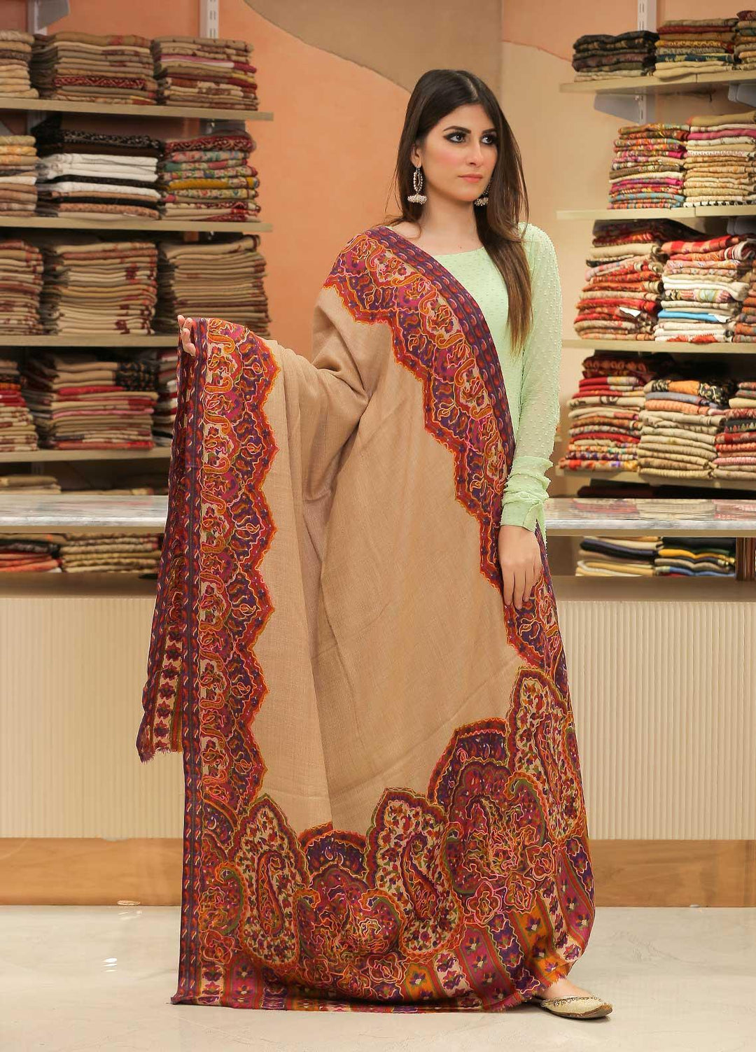 Sanaulla Exclusive Range Pashmina Shawl SU21PP AKP-19 Multi-4 Pure Pashmina Shawls