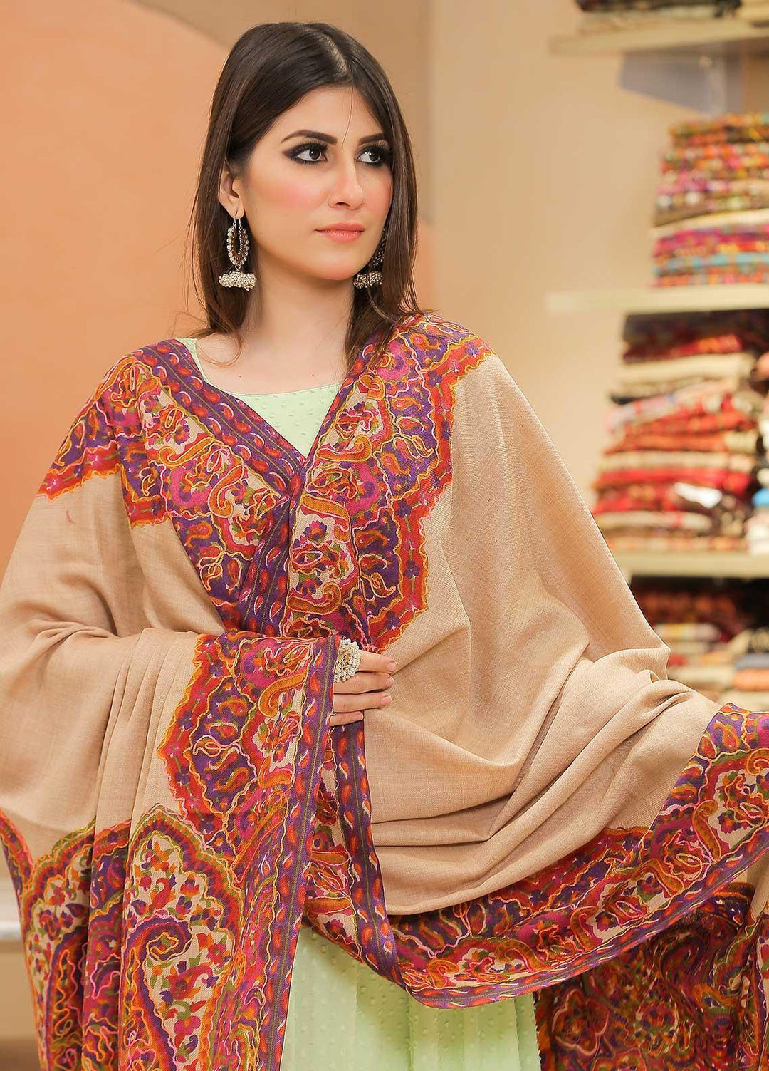 Sanaulla Exclusive Range Pashmina Shawl SU21PP AKP-19 Multi-4 Pure Pashmina Shawls