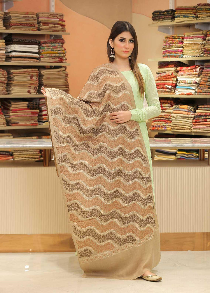 Sanaulla Exclusive Range Pashmina Shawl SU21PP AKP-23 Fawn-5 Pure Pashmina Shawls