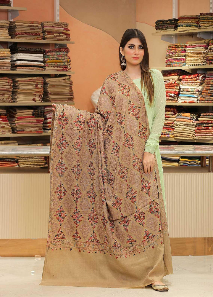 Sanaulla Exclusive Range Pashmina Shawl SU21PP AKP-27 Brown-3 Pure Pashmina Shawls