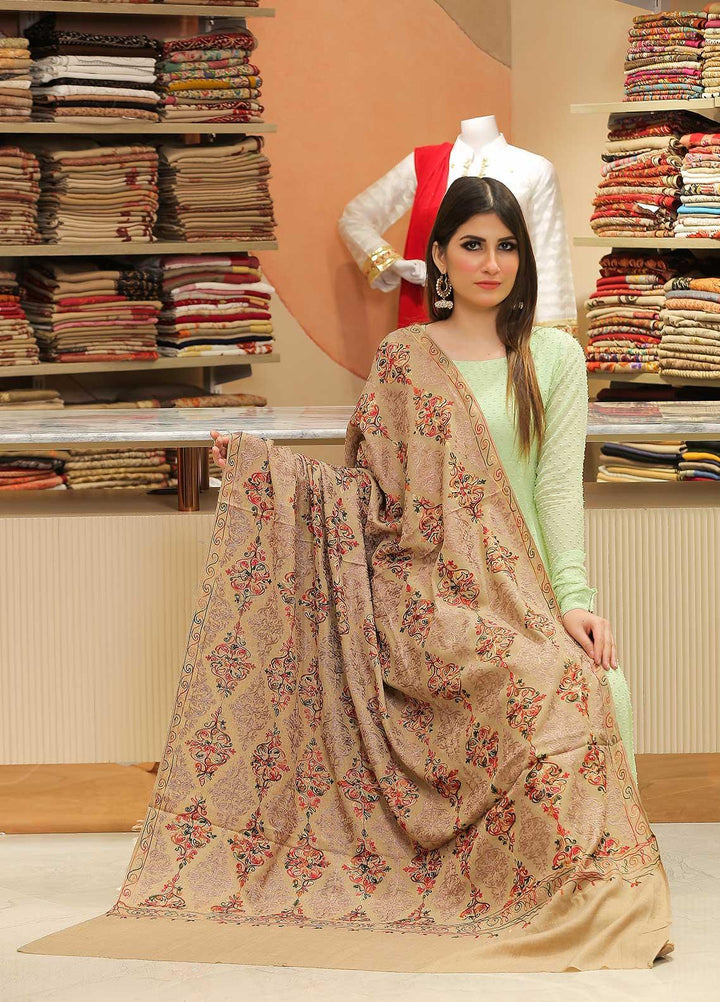 Sanaulla Exclusive Range Pashmina Shawl SU21PP AKP-27 Brown-3 Pure Pashmina Shawls