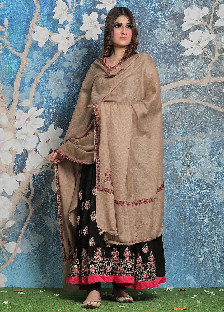Sanaulla Exclusive Range Pashmina Shawl SU21PP AKP-29 Brown-4 Pure Pashmina Shawls