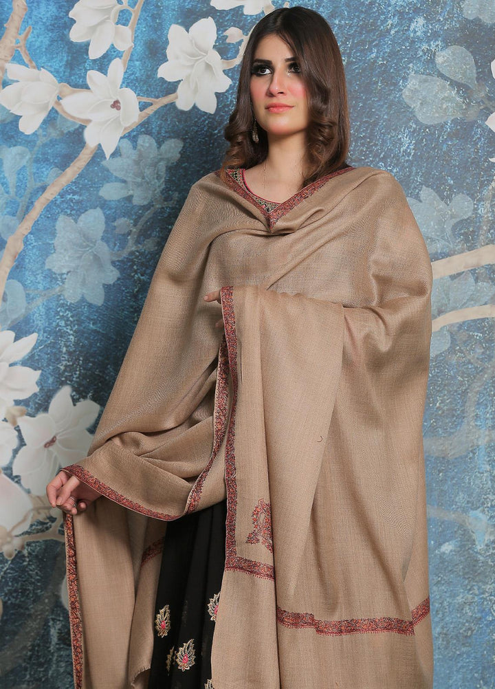 Sanaulla Exclusive Range Pashmina Shawl SU21PP AKP-29 Brown-4 Pure Pashmina Shawls