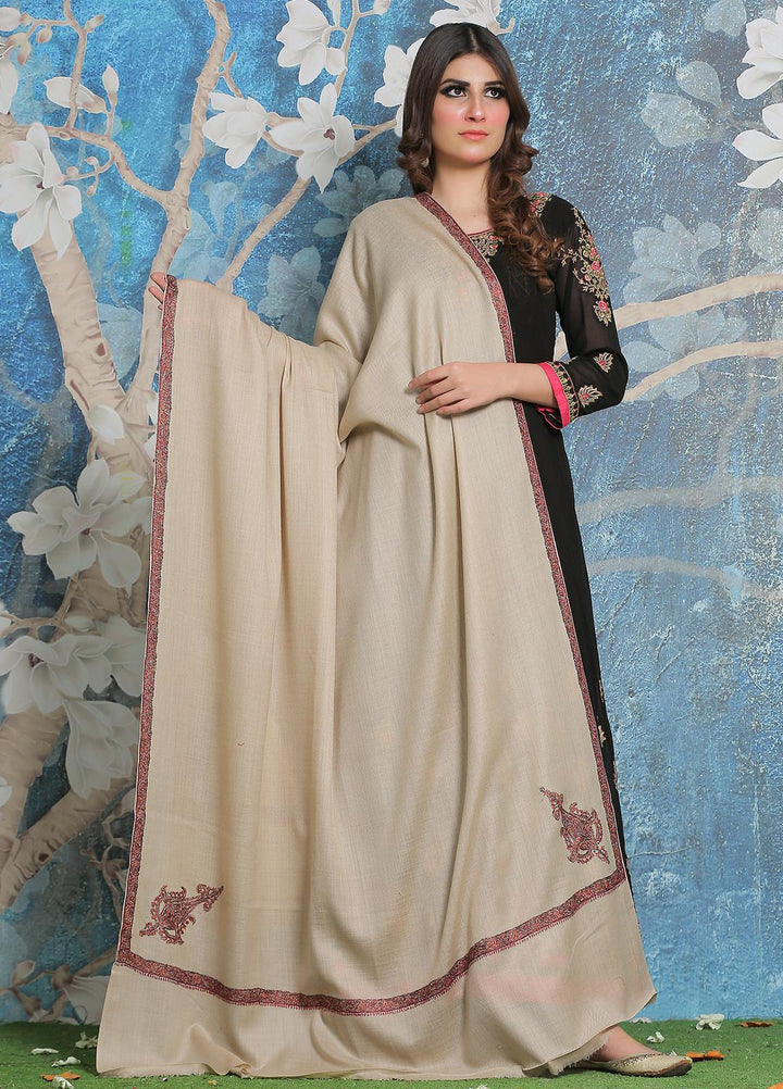 Sanaulla Exclusive Range Pashmina Shawl SU21PP AKP-29 Fawn-3 Pure Pashmina Shawls