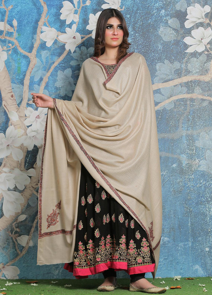 Sanaulla Exclusive Range Pashmina Shawl SU21PP AKP-29 Fawn-3 Pure Pashmina Shawls
