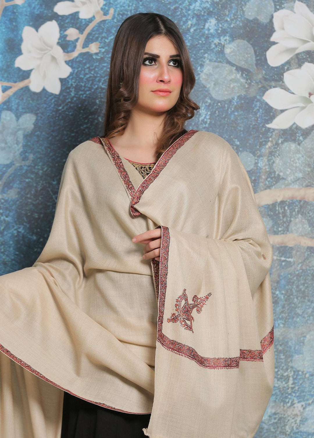 Sanaulla Exclusive Range Pashmina Shawl SU21PP AKP-29 Fawn-3 Pure Pashmina Shawls
