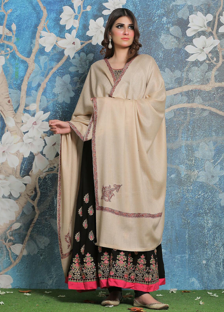 Sanaulla Exclusive Range Pashmina Shawl SU21PP AKP-29 Fawn-4 Pure Pashmina Shawls