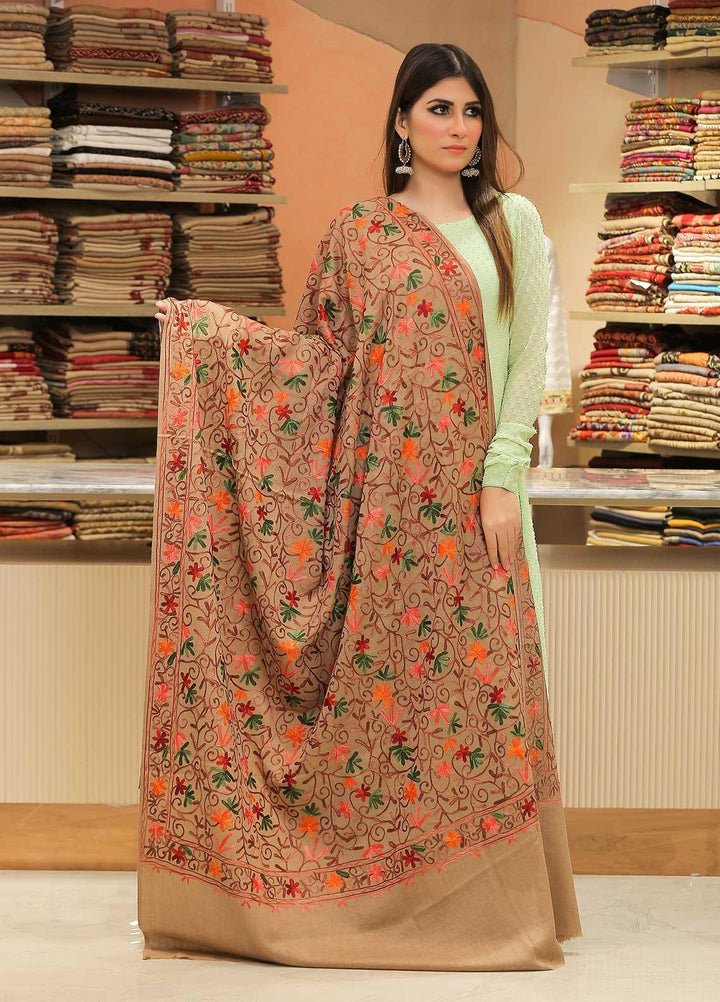 Sanaulla Exclusive Range Pashmina Shawl SU21PP AKP-30 Brown-1 Pure Pashmina Shawls