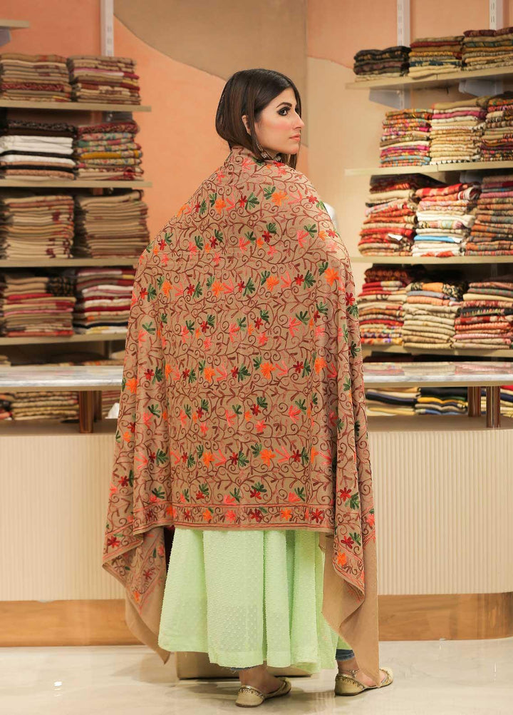 Sanaulla Exclusive Range Pashmina Shawl SU21PP AKP-30 Brown-1 Pure Pashmina Shawls