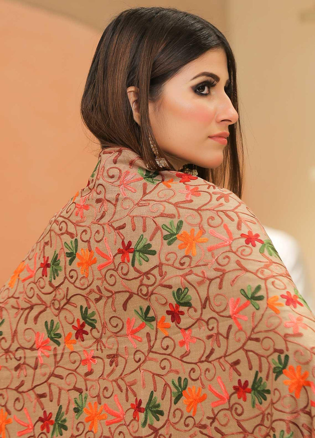 Sanaulla Exclusive Range Pashmina Shawl SU21PP AKP-30 Brown-1 Pure Pashmina Shawls