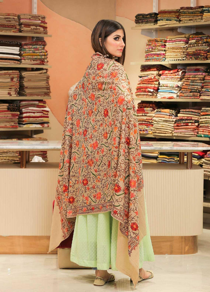 Sanaulla Exclusive Range Pashmina Shawl SU21PP AKP-30 Brown-2 Pure Pashmina Shawls