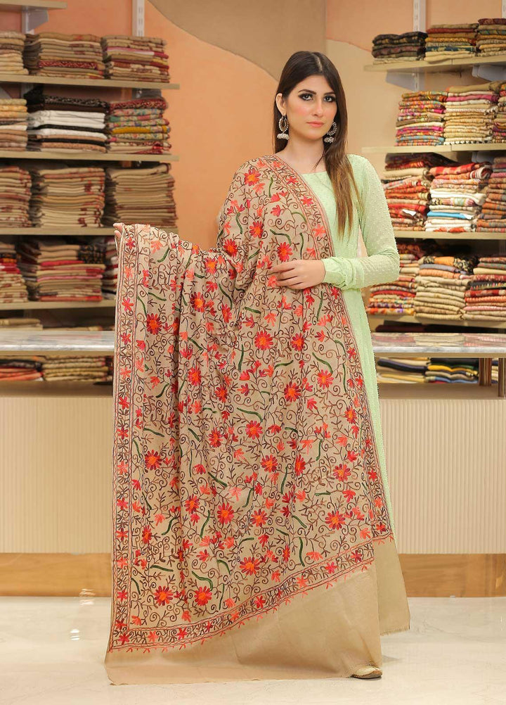 Sanaulla Exclusive Range Pashmina Shawl SU21PP AKP-30 Brown-4 Pure Pashmina Shawls