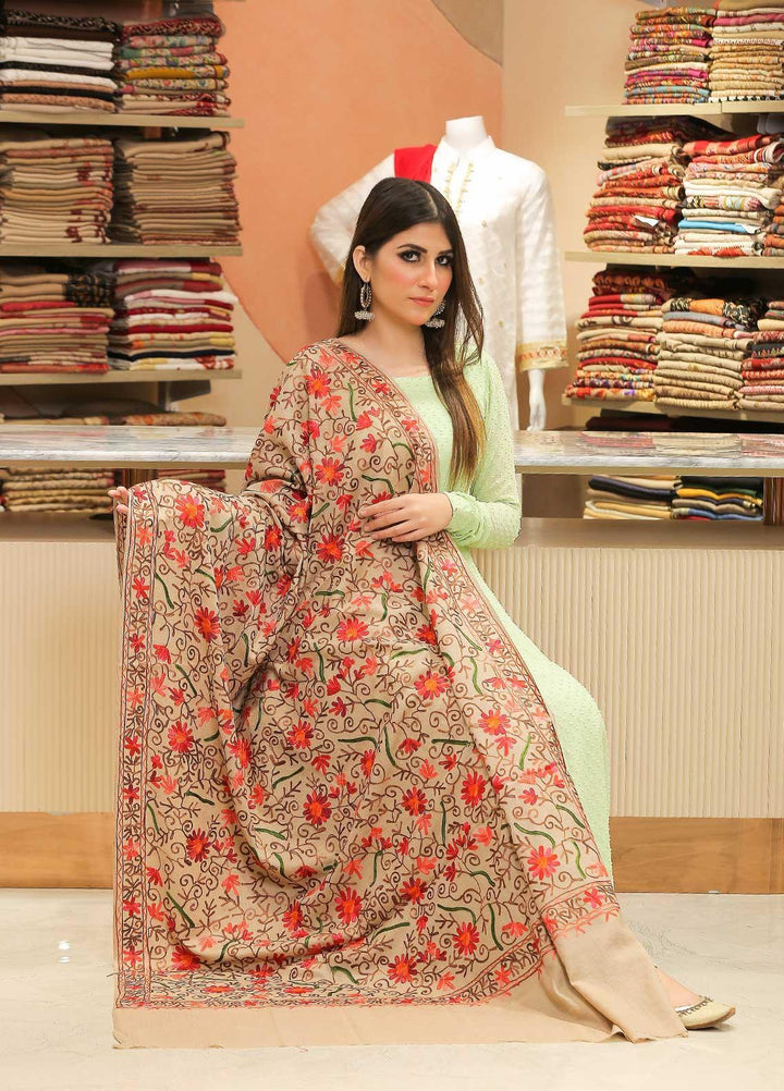 Sanaulla Exclusive Range Pashmina Shawl SU21PP AKP-30 Brown-4 Pure Pashmina Shawls