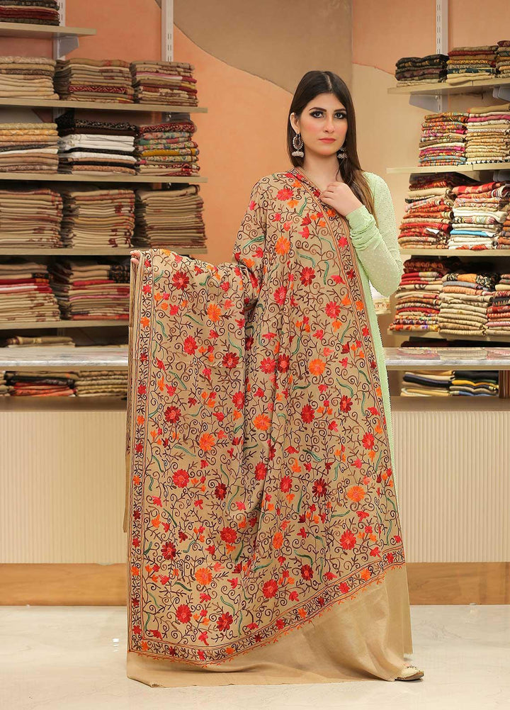 Sanaulla Exclusive Range Pashmina Shawl SU21PP AKP-30 Brown-5 Pure Pashmina Shawls