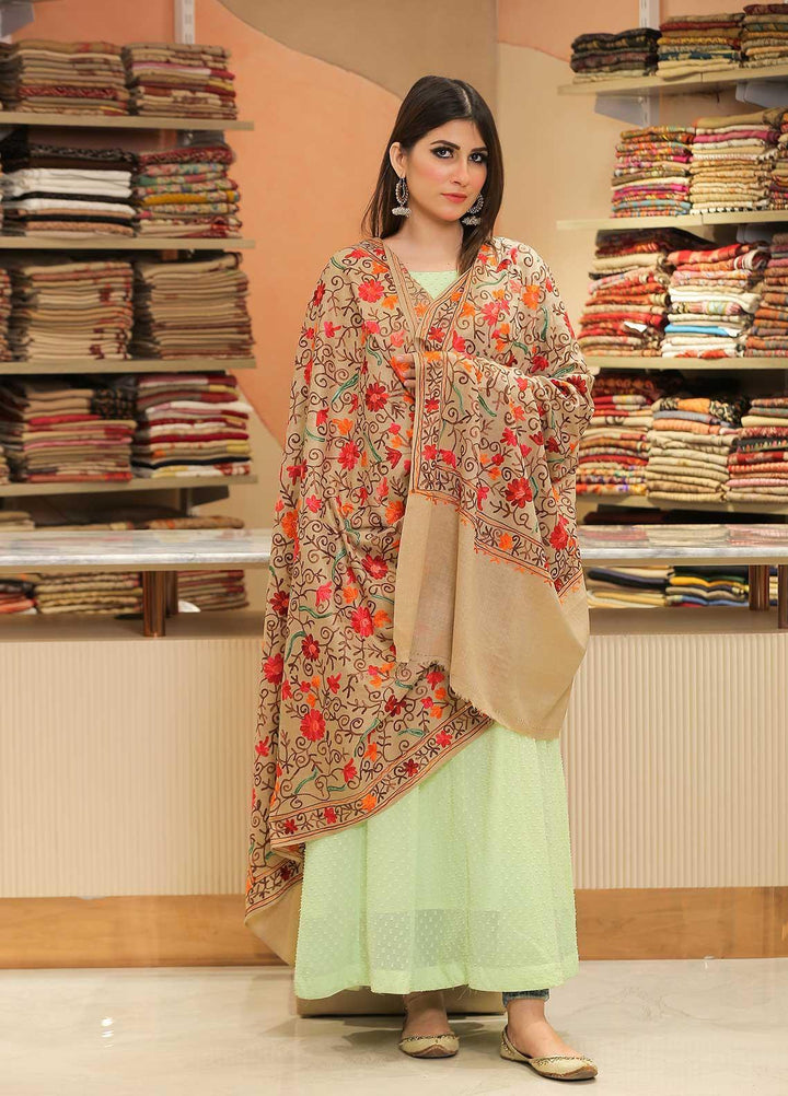 Sanaulla Exclusive Range Pashmina Shawl SU21PP AKP-30 Brown-5 Pure Pashmina Shawls