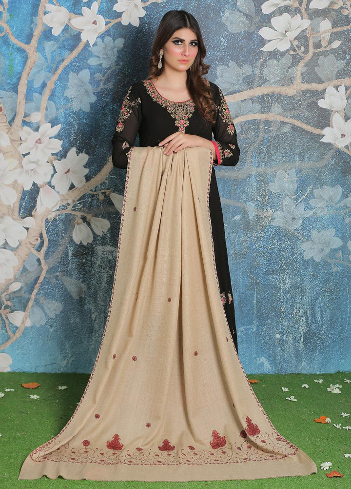 Sanaulla Exclusive Range Pashmina Shawl SU21PP AKP-34 Fawn-3 Pure Pashmina Shawls