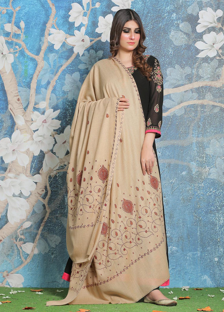 Sanaulla Exclusive Range Pashmina Shawl SU21PP AKP-34 Fawn-4 Pure Pashmina Shawls