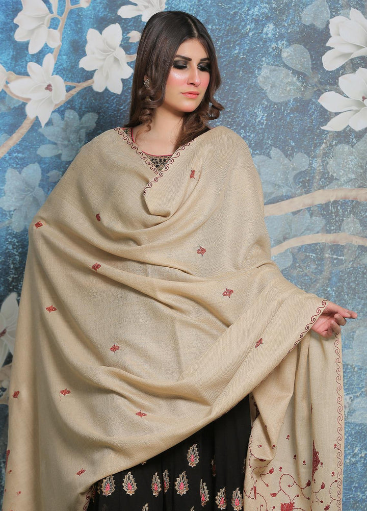 Sanaulla Exclusive Range Pashmina Shawl SU21PP AKP-34 Fawn-5 Pure Pashmina Shawls