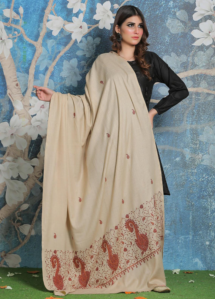 Sanaulla Exclusive Range Pashmina Shawl SU21PP AKP-34 Fawn-7 Pure Pashmina Shawls