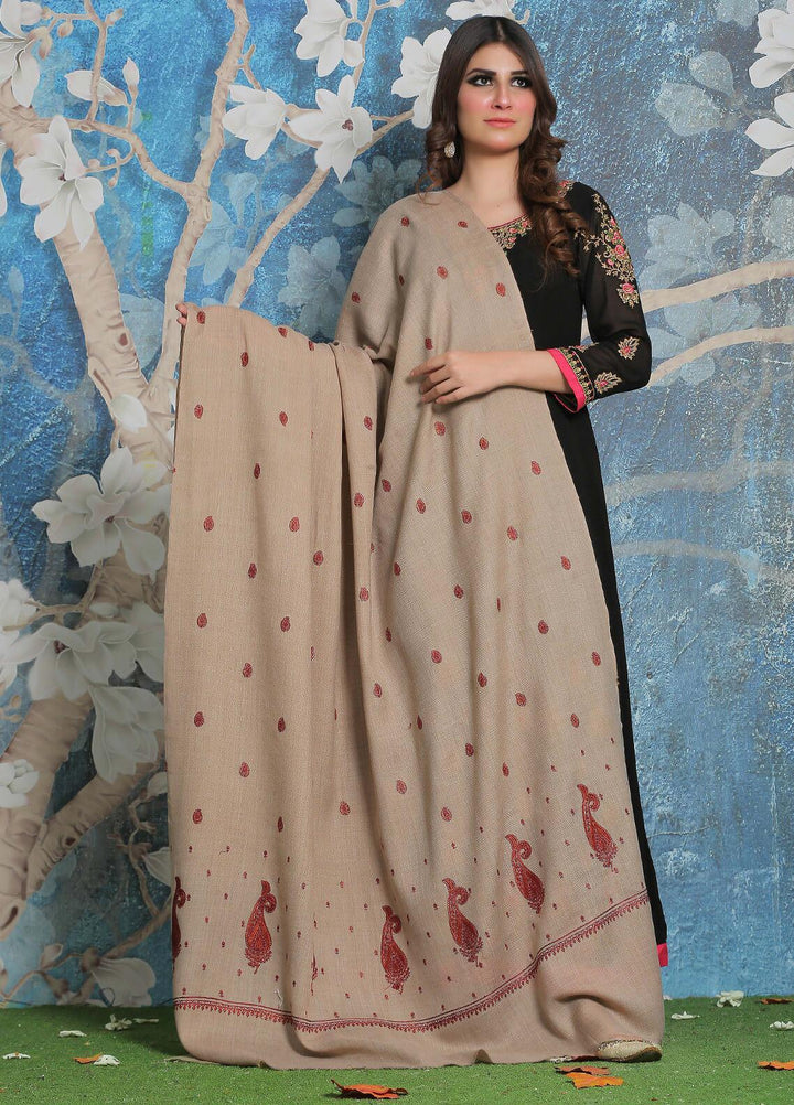 Sanaulla Exclusive Range Pashmina Shawl SU21PP AKP-34 Fawn-9 Pure Pashmina Shawls