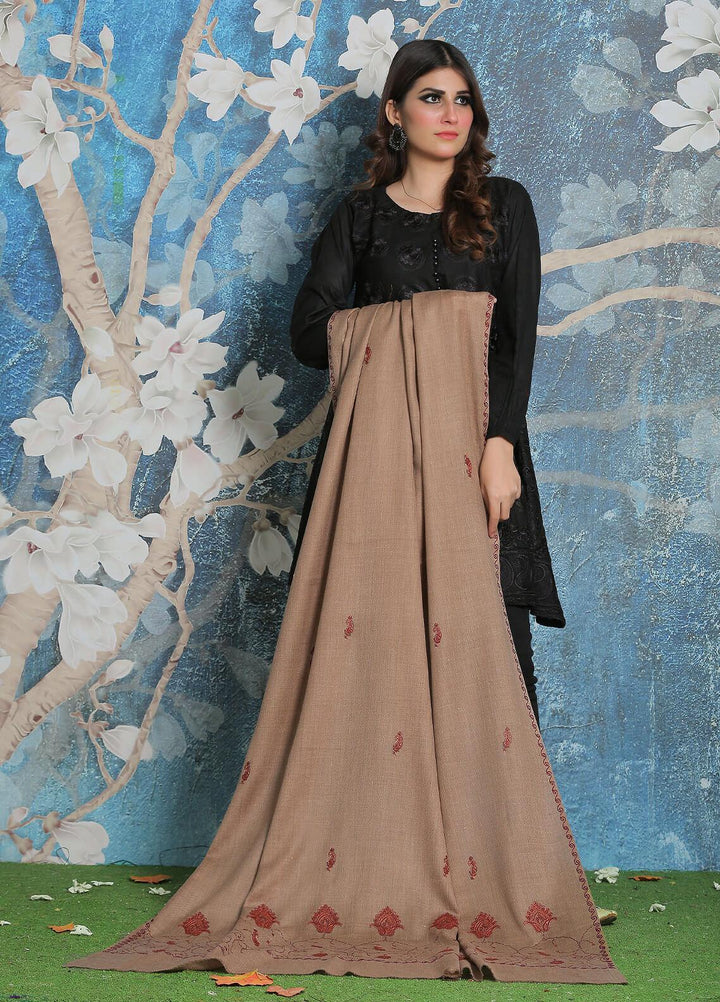 Sanaulla Exclusive Range Pashmina Shawl SU21PP AKP-34 Brown-1 Pure Pashmina Shawls