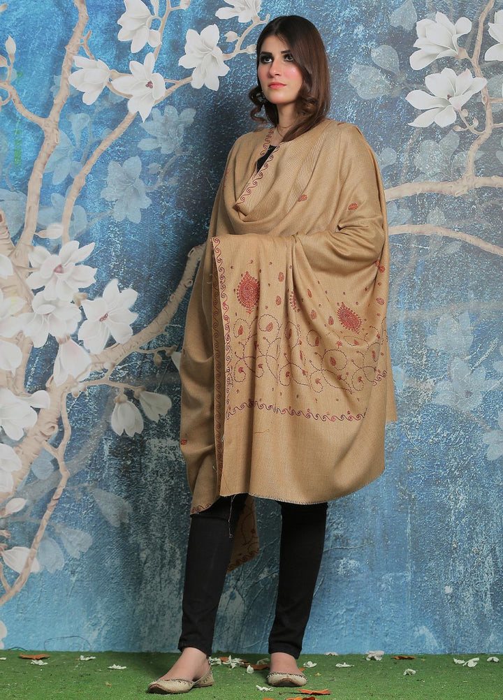 Sanaulla Exclusive Range Pashmina Shawl SU21PP AKP-34 Brown-2 Pure Pashmina Shawls