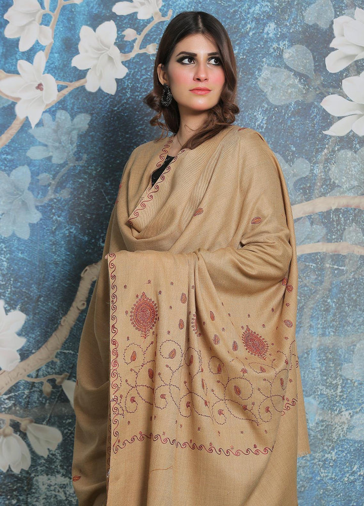 Sanaulla Exclusive Range Pashmina Shawl SU21PP AKP-34 Brown-2 Pure Pashmina Shawls