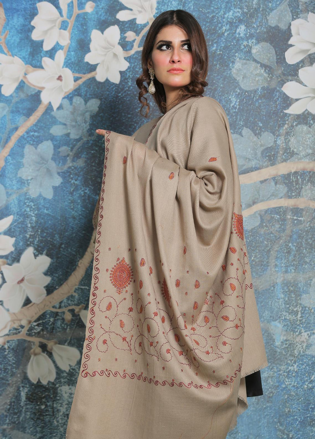 Sanaulla Exclusive Range Pashmina Shawl SU21PP AKP-34 Grey Pure Pashmina Shawls