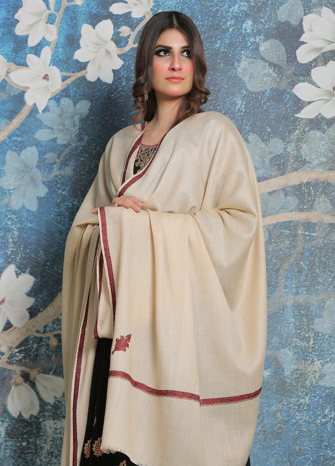 Sanaulla Exclusive Range Pashmina Shawl SU21PP AKP-36 Fawn-2 Pure Pashmina Shawls